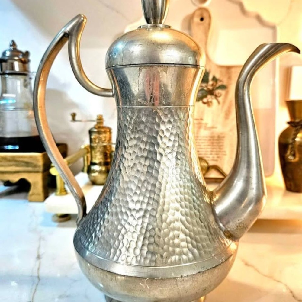 Vintage Hand Hammered Pewter Tea or Coffee Pot